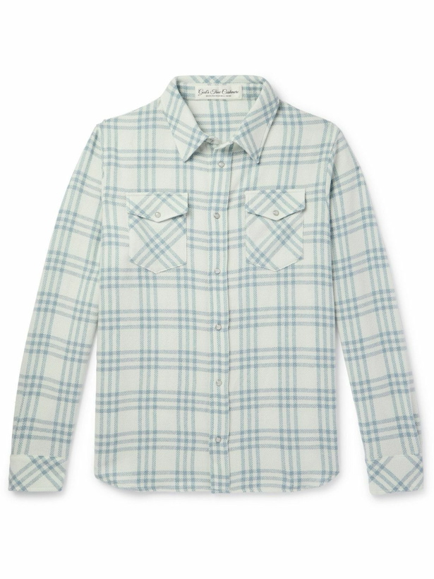 Photo: God's True Cashmere - Checked Cashmere Shirt - Blue