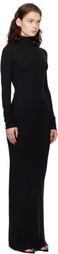ÉTERNE Black Long Sleeve Turtleneck Maxi Dress
