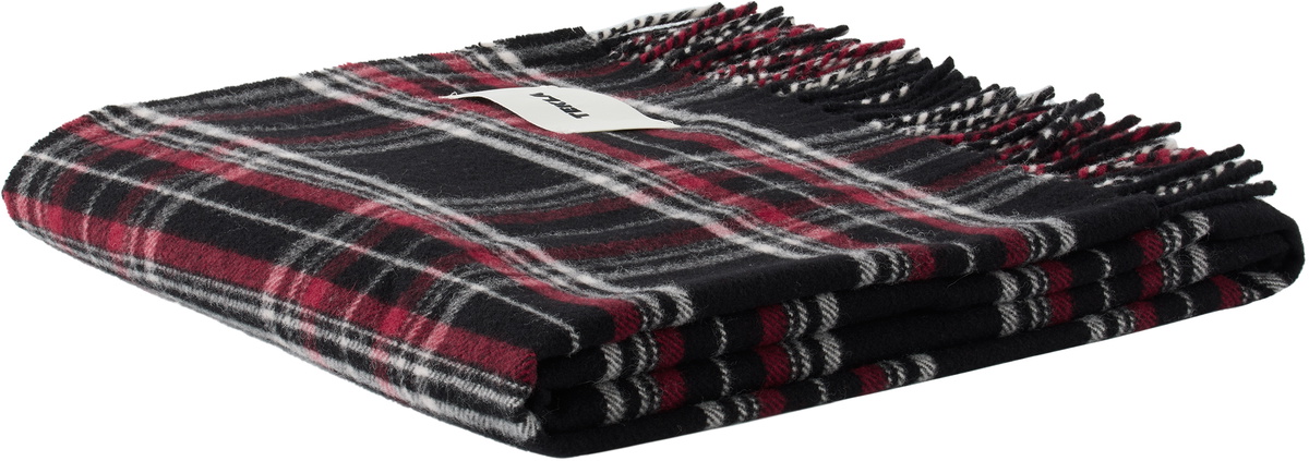 Tekla Black & Red Fringed Blanket