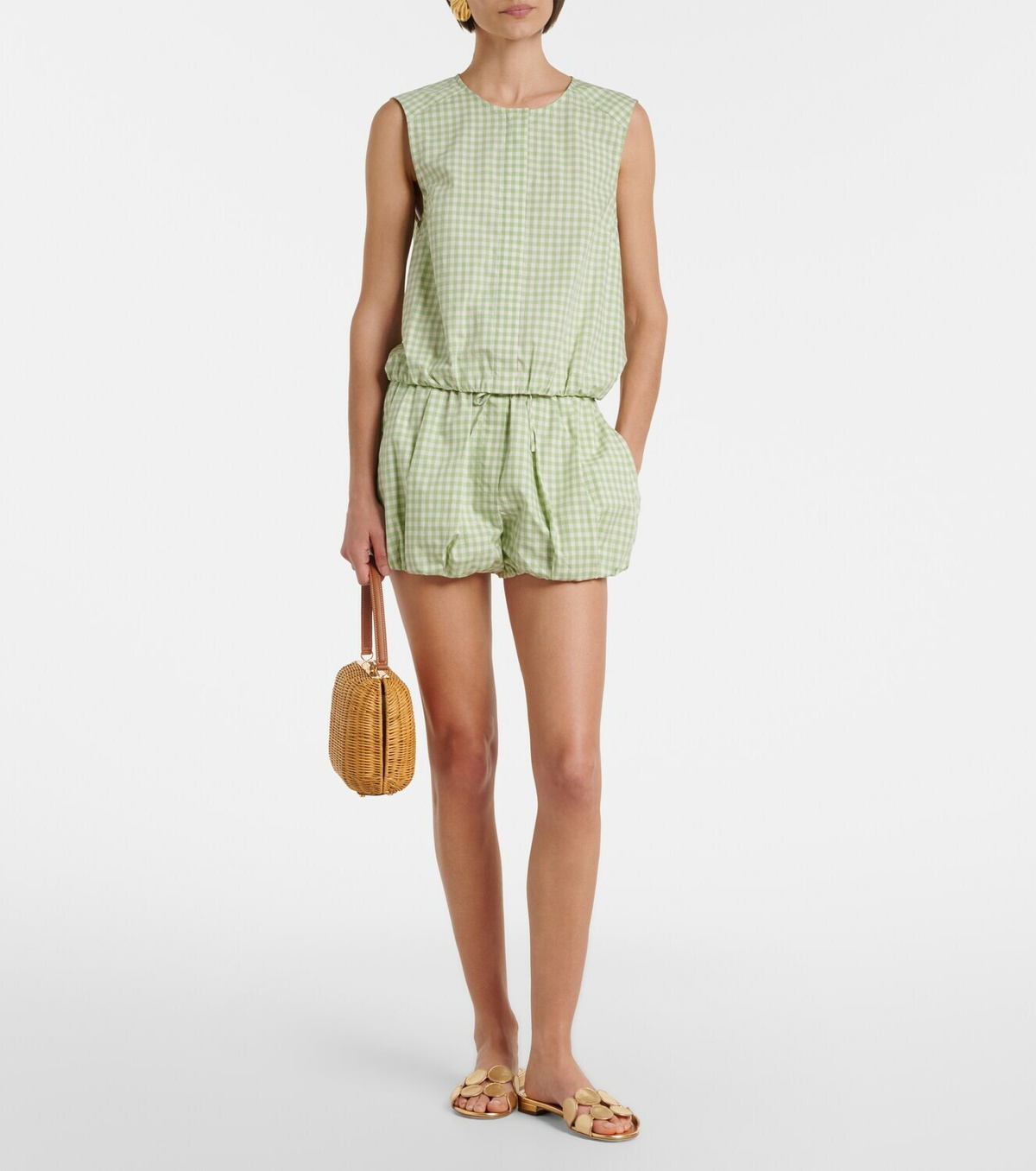 Simkhai Gingham cotton-blend top