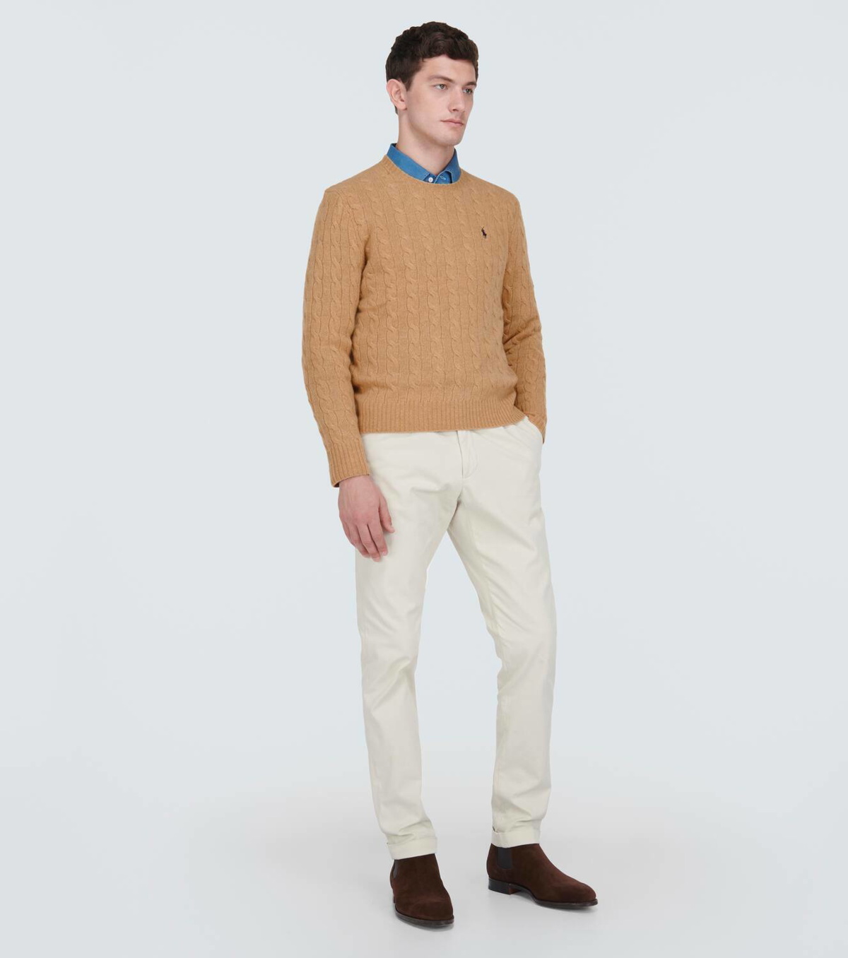 POLO RALPH LAUREN CABLE-KNIT WOOL-CASHMERE SWEATER