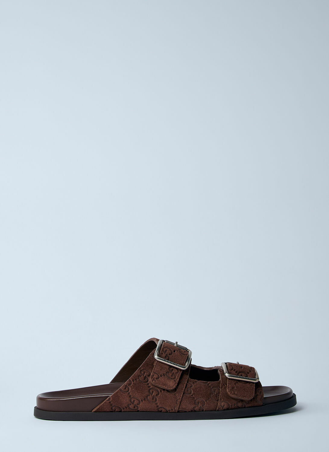 Gucci Logo Embossed Leather Slides