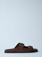 Gucci Logo Embossed Leather Slides