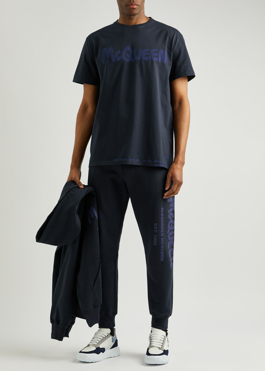 Alexander Mcqueen Logo-print Cotton T-shirt Navy