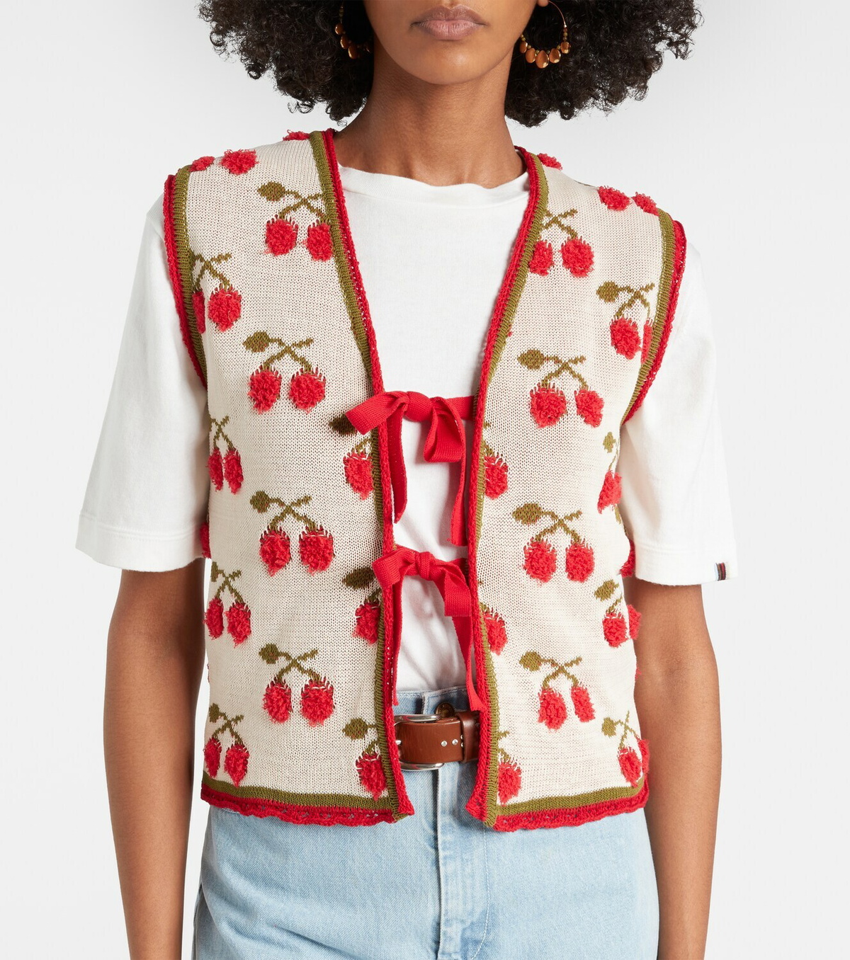 La DoubleJ Cherry cotton-blend intarsia vest
