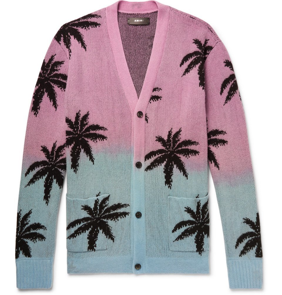 AMIRI - Oversized Palm Tree-Intarsia Cashmere and Virgin Wool 