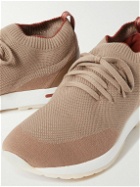Loro Piana - 360 Flexy Leather-Trimmed Knitted Wish Wool Sneakers - Neutrals