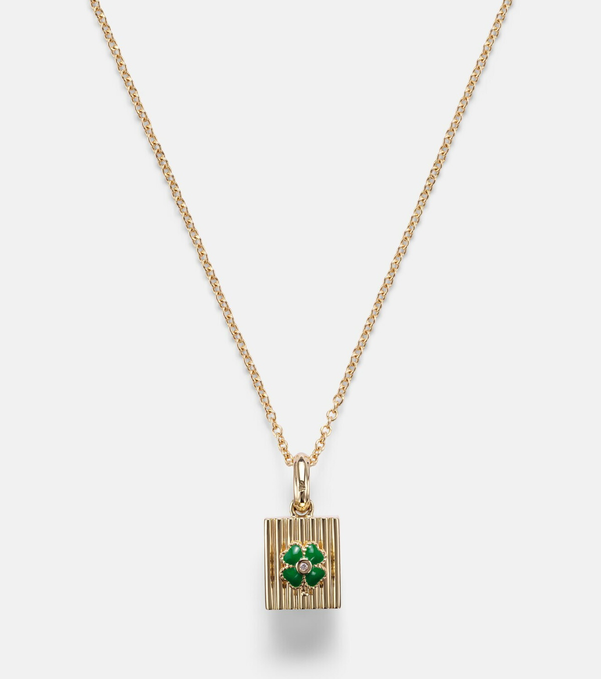 Yvonne Léon Trèfle and Le Cubo 9kt gold and enamel single earring and pendant set with diamonds