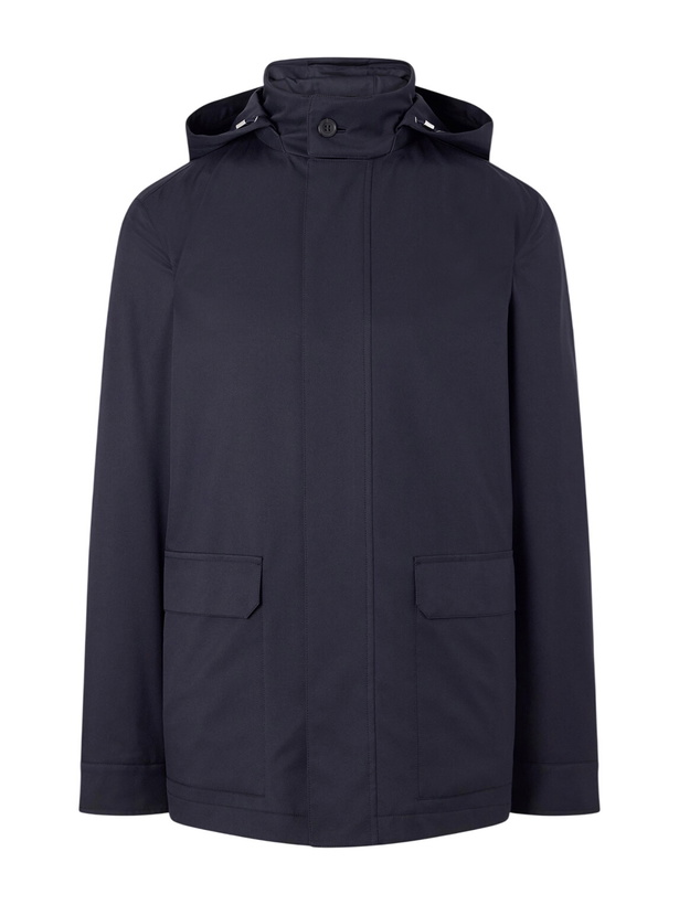 Photo: Zegna - Twill Hooded Coat - Blue