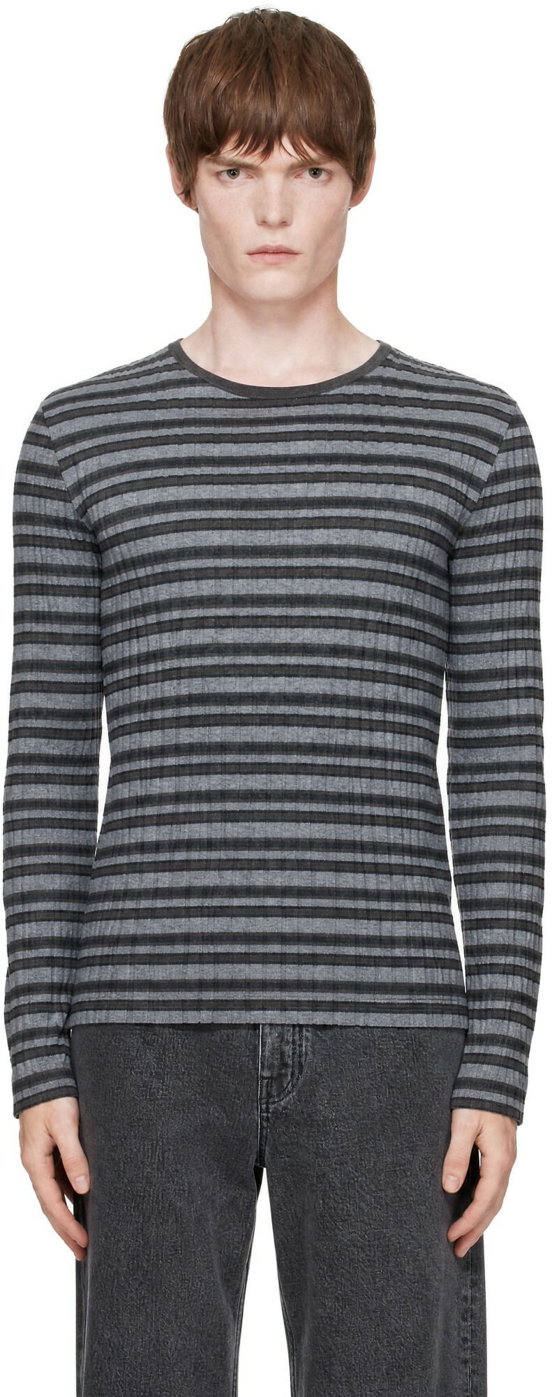 LISA YANG Gray Tariq Stripes Sweater