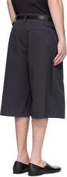LEMAIRE Gray Maxi Pleated Bermuda Shorts