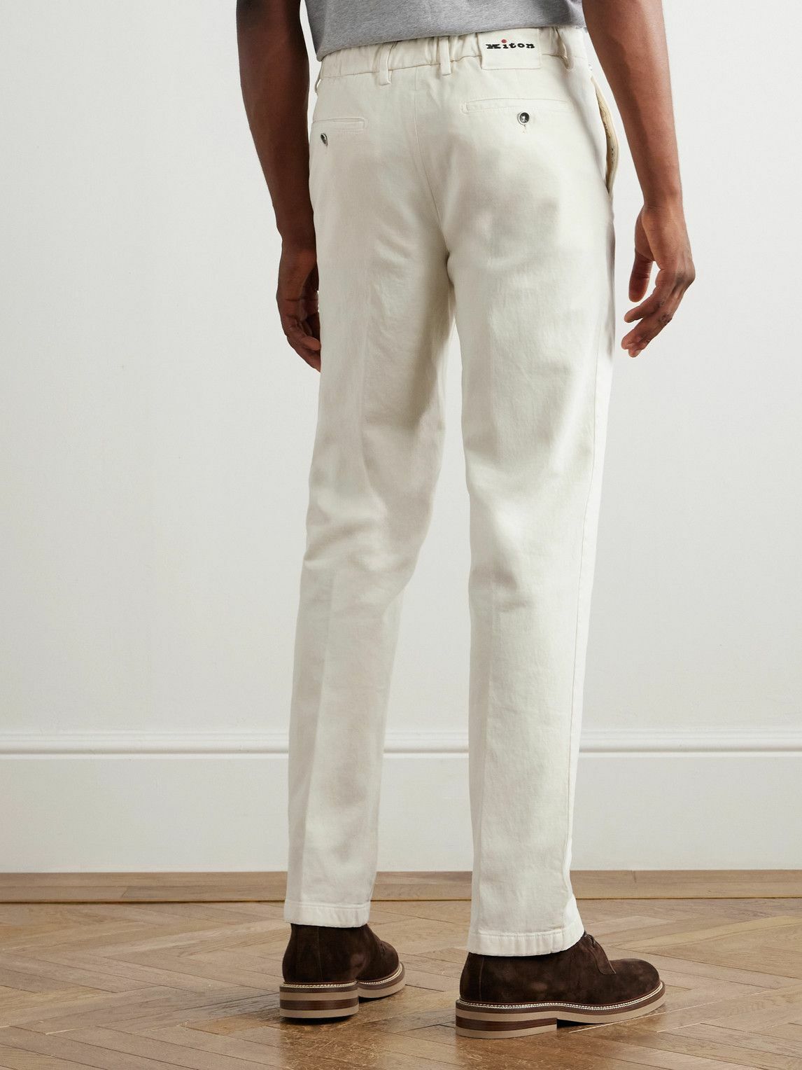 Kiton - Tapered Lyocell-Blend Twill Trousers - Neutrals