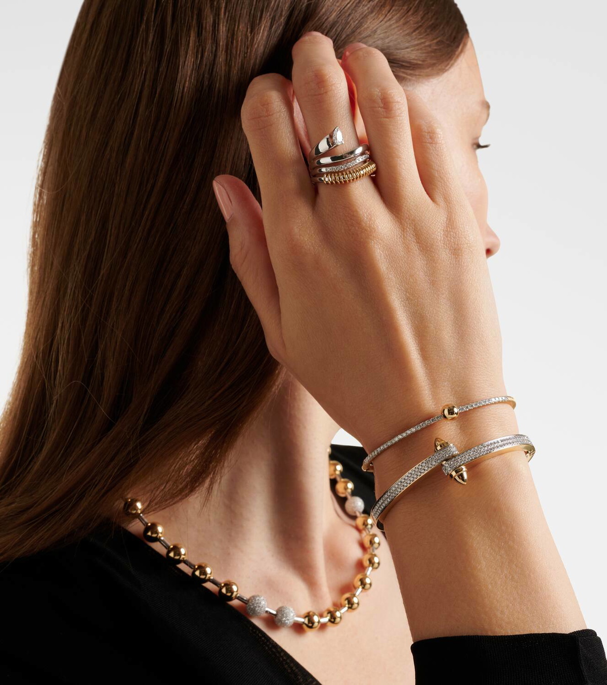 Rainbow K Storm 14kt gold bangle with diamonds