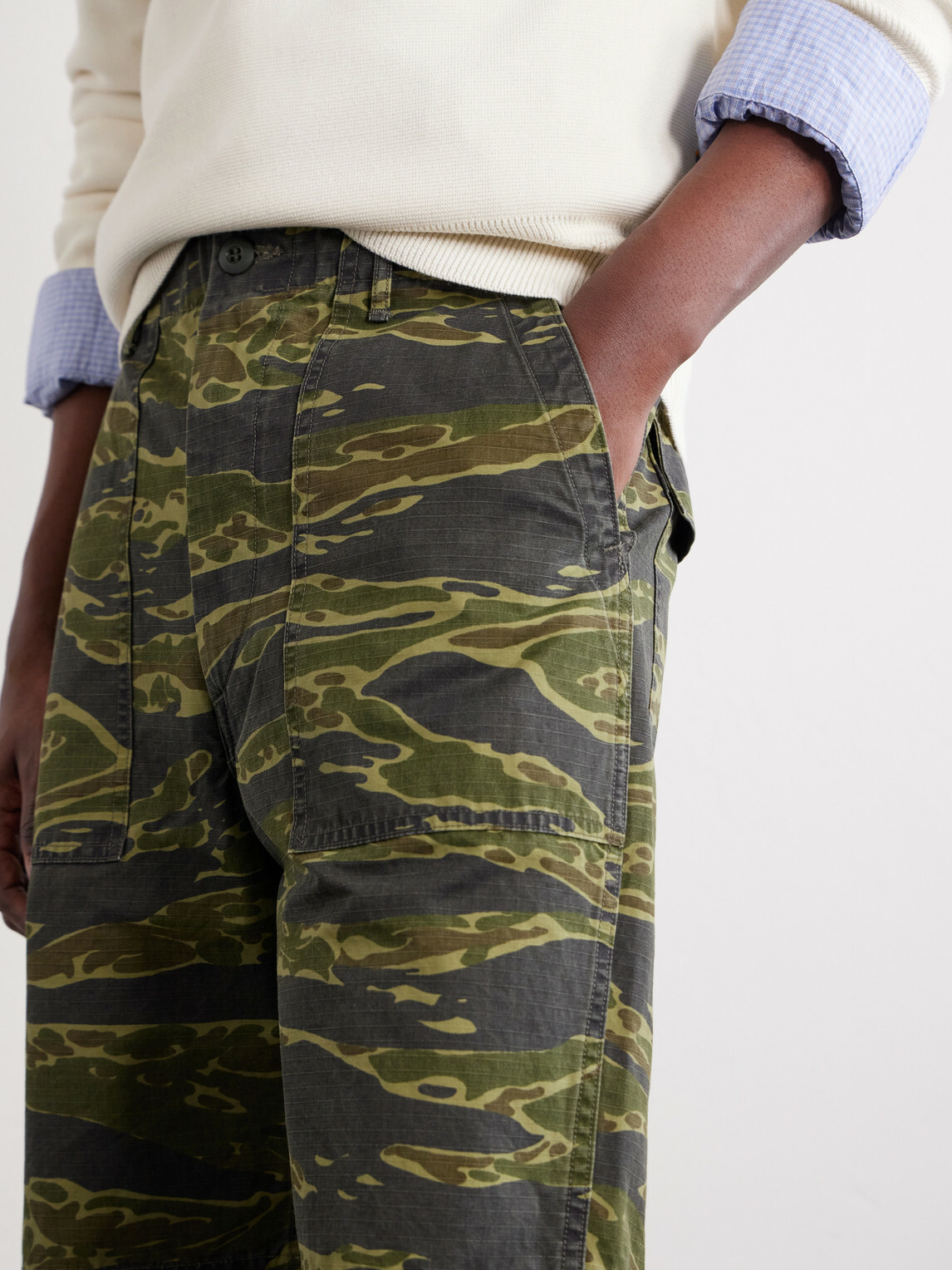 OrSlow - U.S. Army Fatigue Printed Straight-Leg Rip-Stop Cotton Shorts - Green