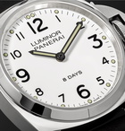 Panerai - Luminor Base 8 Days Acciaio 44mm Stainless Steel and Leather Watch - White