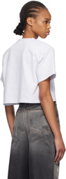 We11done Gray Shoulder Pad Cropped T-shirt