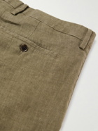 NN07 - Bill 1196 Straight-Leg Pleated Linen Trousers - Green