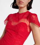Costarellos Dante lace-trimmed silk georgette gown