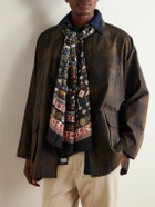 Drake's - Frayed Printed Wool and Silk-Blend Scarf