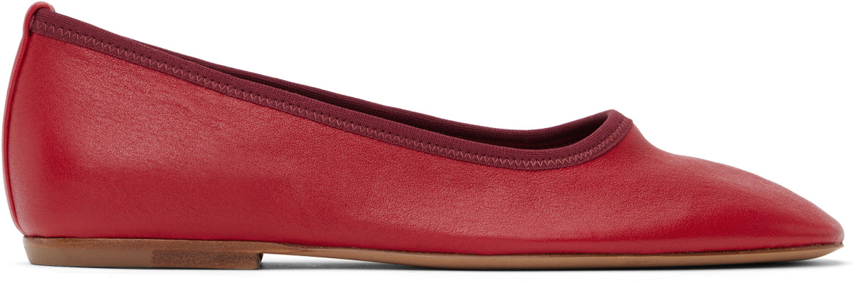 Dries Van Noten Red Leather Ballerina Flats