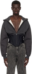 Mugler Gray & Black Corseted Hoodie