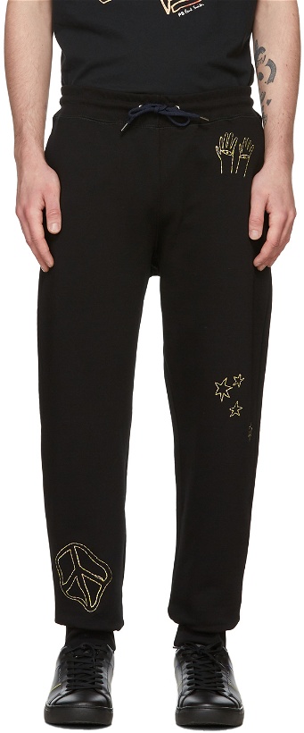 Photo: PS by Paul Smith Black Embroidered Logo Lounge Pants
