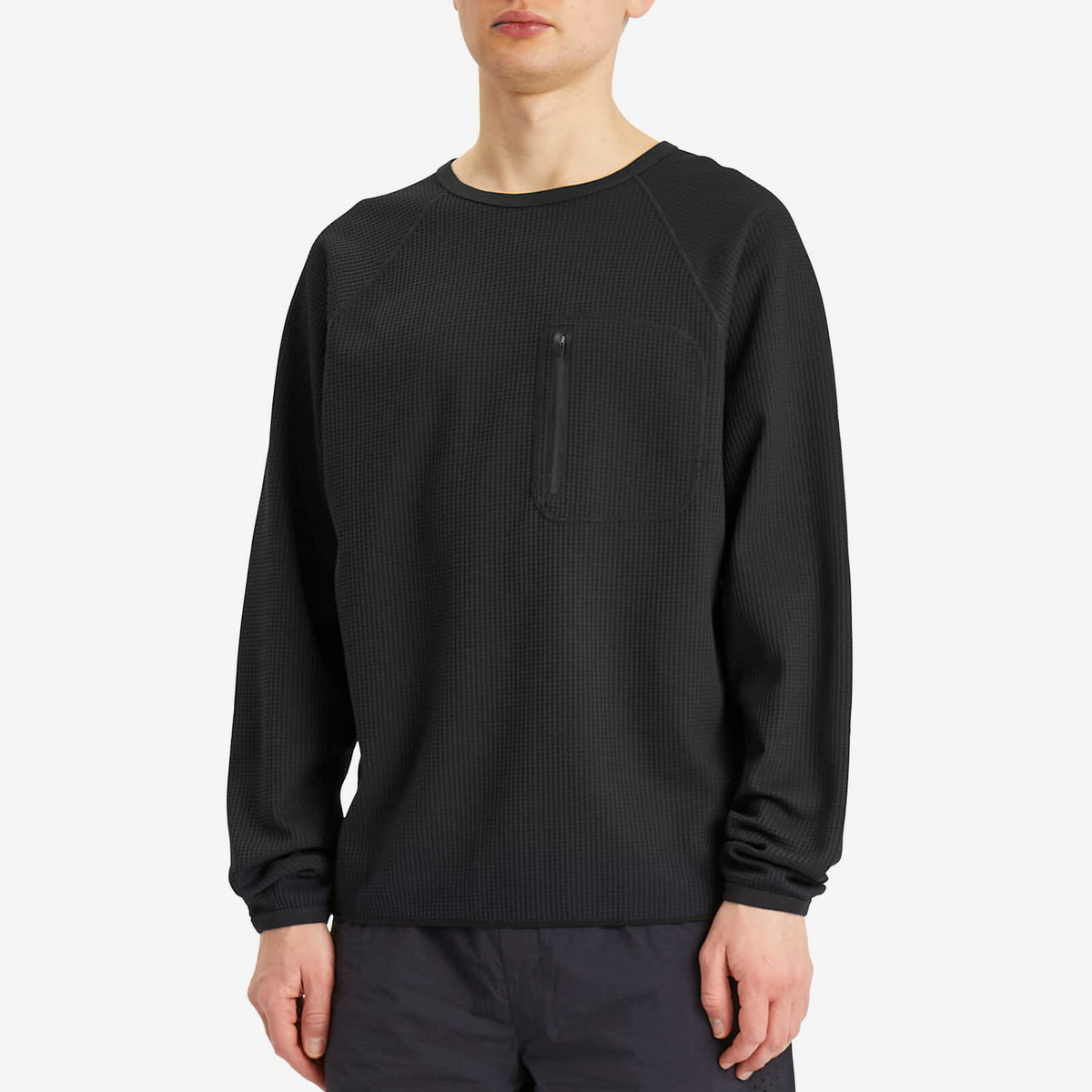 Purple Mountain Observatory Men's Waffle Long Sleeve T-Shirt in Black