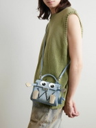 READYMADE - Dr. Woo Monster Cross-Grain Leather-Trimmed Denim Messenger Bag