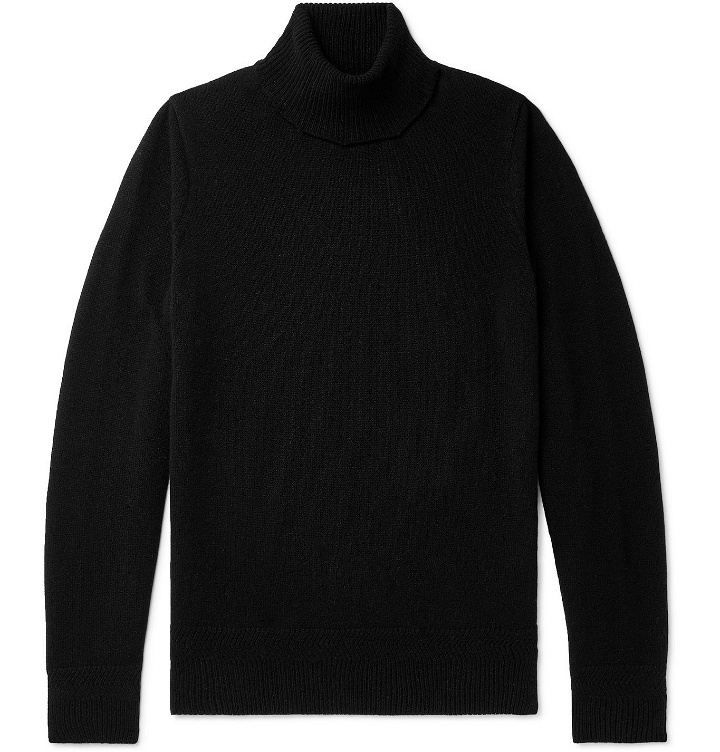 Photo: John Smedley - Virgin Wool and Cashmere-Blend Rollneck Sweater - Black