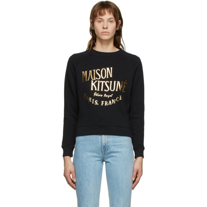 Maison Kitsune Black and Gold Palais Royal Sweatshirt Maison Kitsune