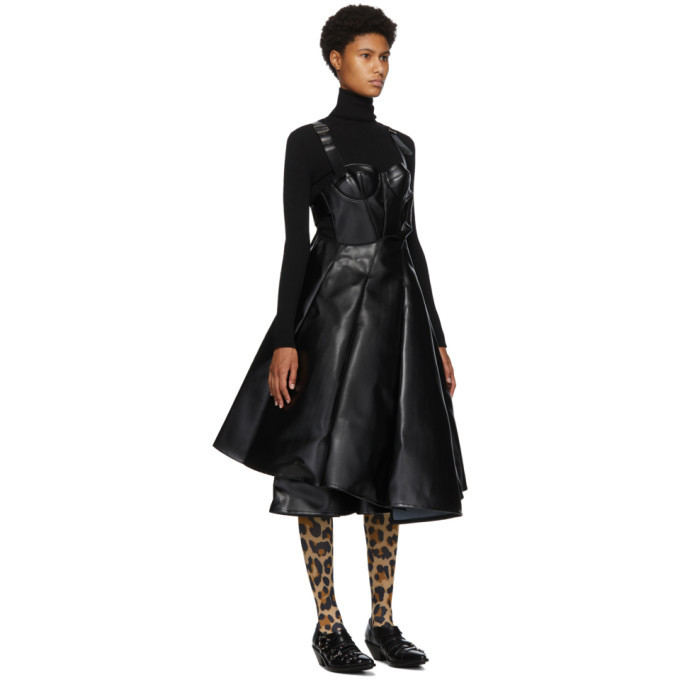 Junya Watanabe Black and White Faux-Leather Tulle Dress Junya Watanabe