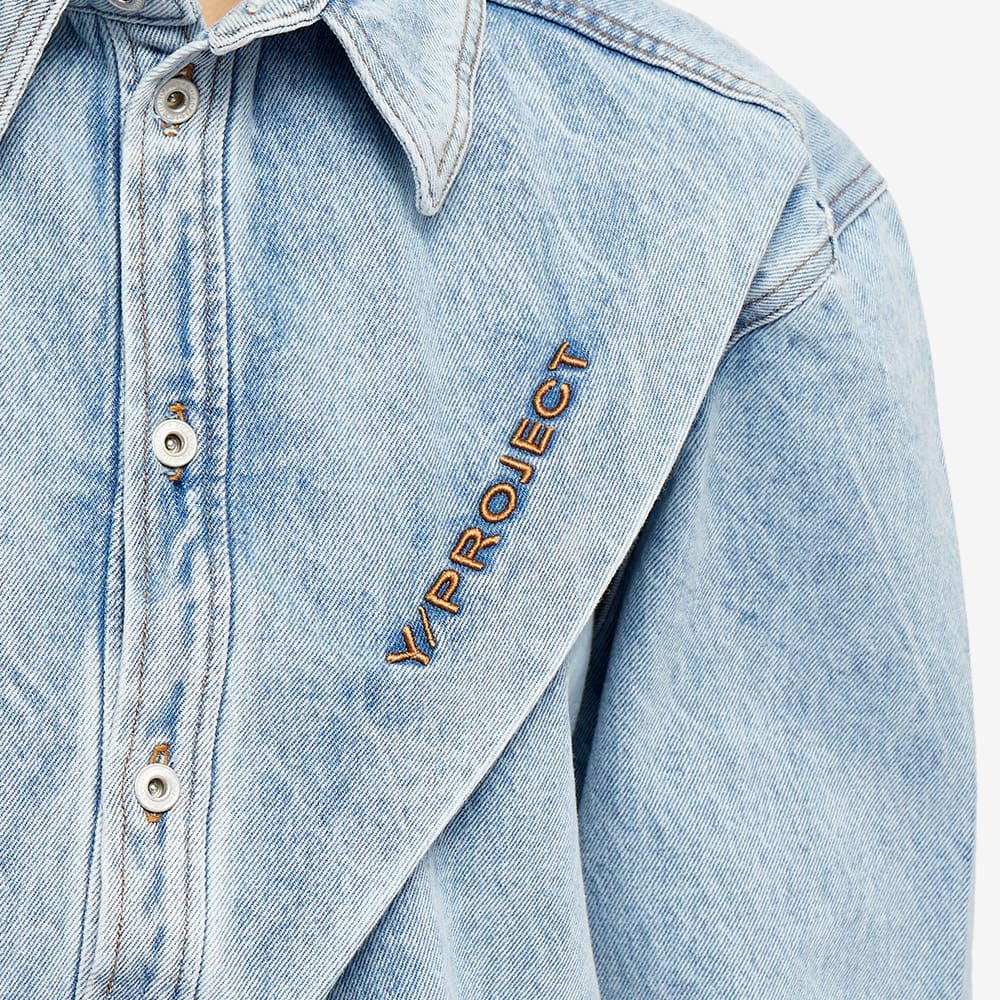 Y-Project Women's Pinched Logo Denim Shirt in Ice Blue Y/Project