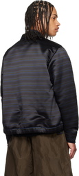 sacai Navy Horizontal Stripe Blouson Bomber Jacket