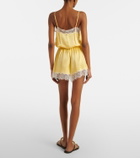 Poupette St Barth Silvia lace-trimmed satin romper