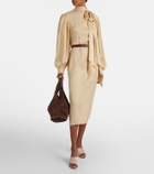 Gucci GG draped striped silk jacquard midi dress