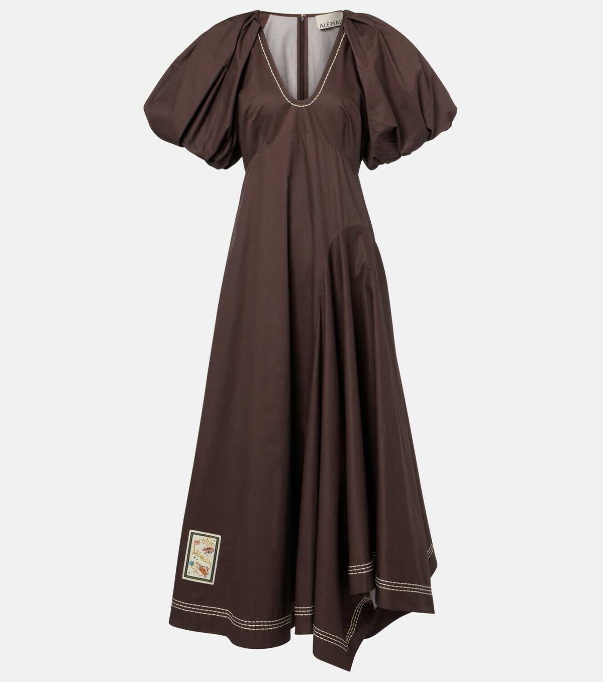 Alémais Puff-sleeve cotton maxi dress