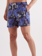 Moncler - Slim-Fit Short-Length Floral-Print Swim Shorts - Blue