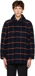 Solid Homme Navy Hooded Check Jacket