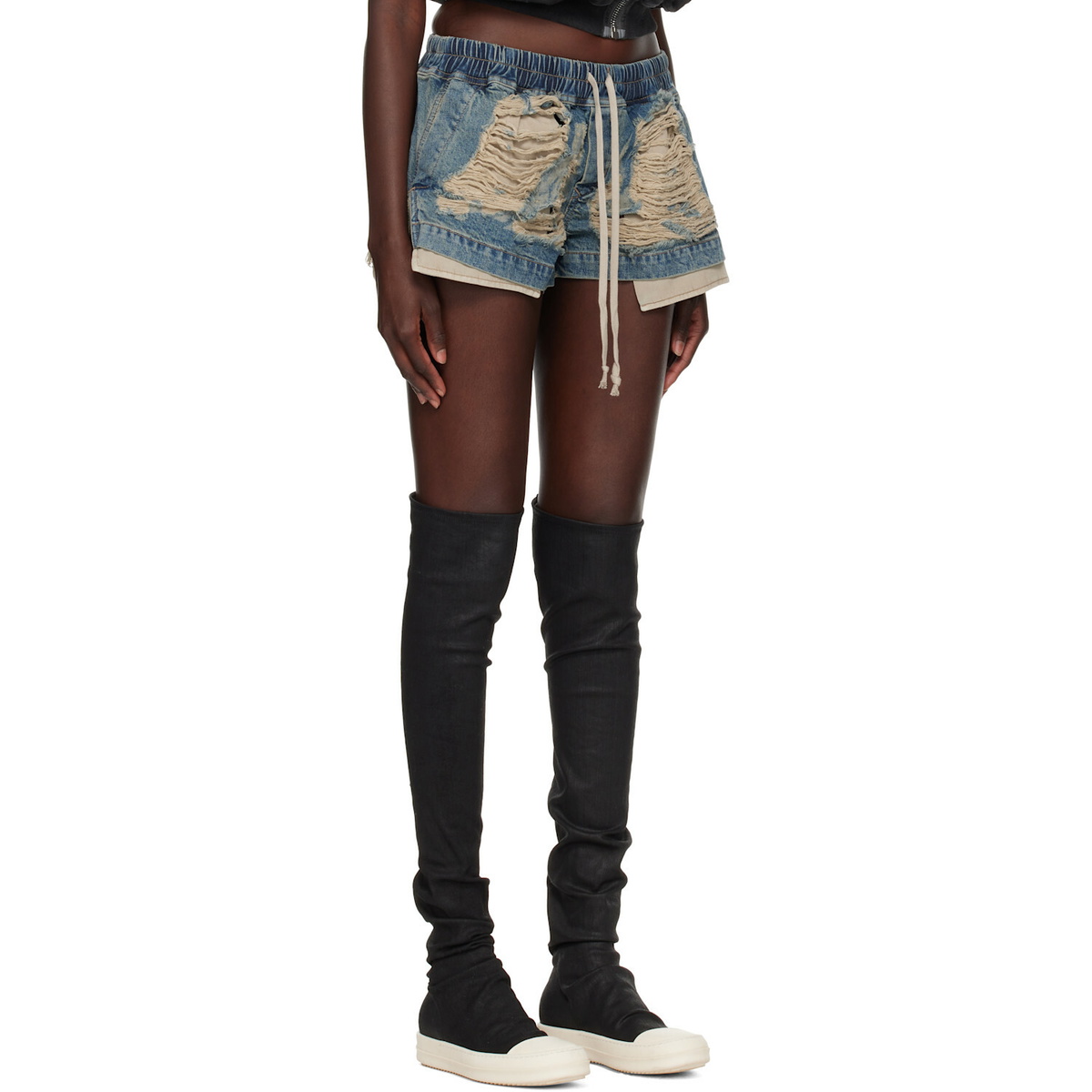 Rick Owens DRKSHDW Blue Tower Fog Boxers Denim Shorts