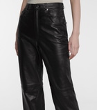 GRLFRND - Mila high-rise leather straight pants