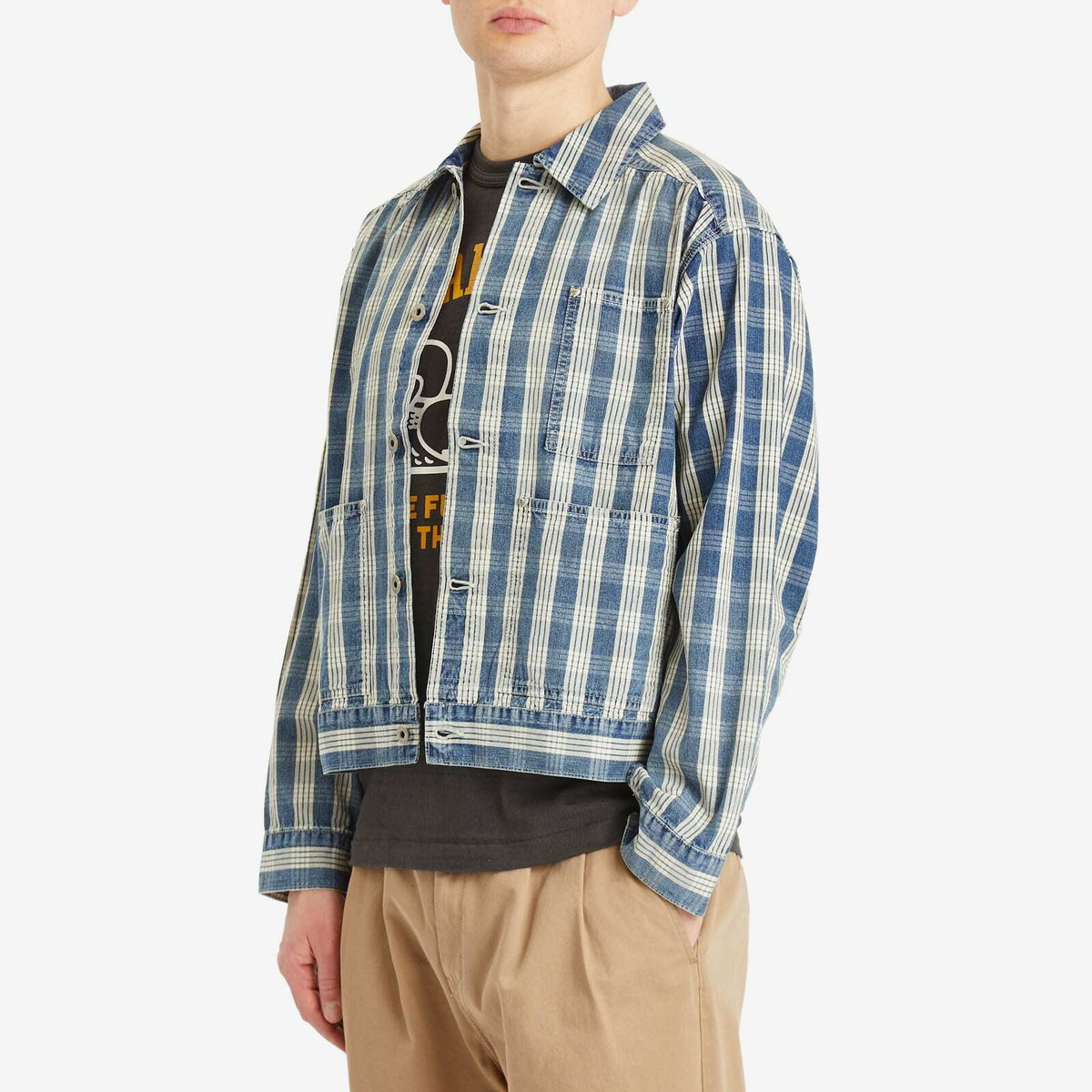 Human Made Men's Checked Work Jacket in Indigo Human Made