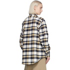 Victoria Beckham Off-White and Navy Oversized Lumberjack Shirt