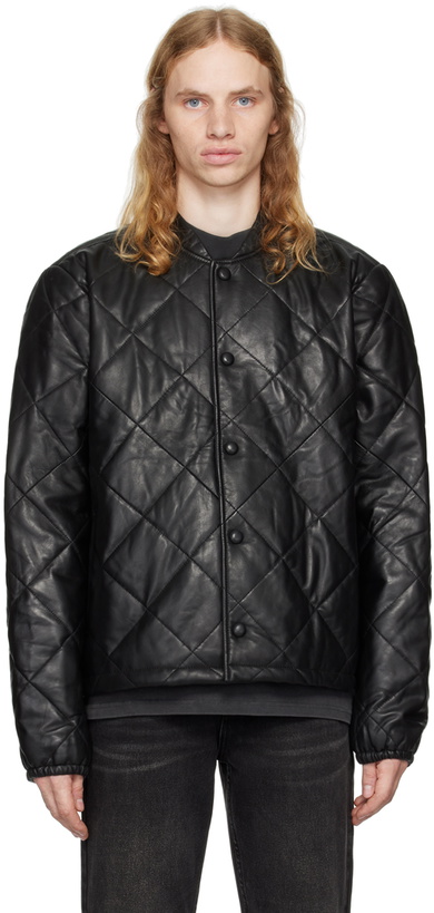 Photo: Ksubi Black Eclipse Quilted Leather Bomber Jacket