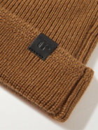 TOM FORD - Leather-Trimmed Ribbed Cashmere Beanie - Brown