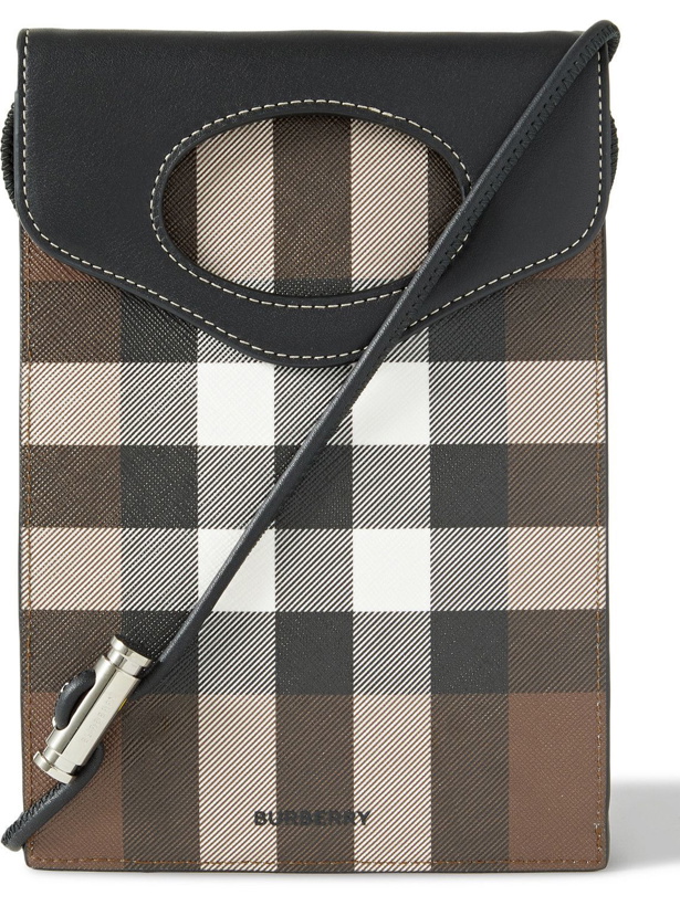 Photo: Burberry - Checked E-Canvas and Leather Pouch with Lanyard