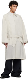 Hed Mayner Off-White Crinkled Trench Coat