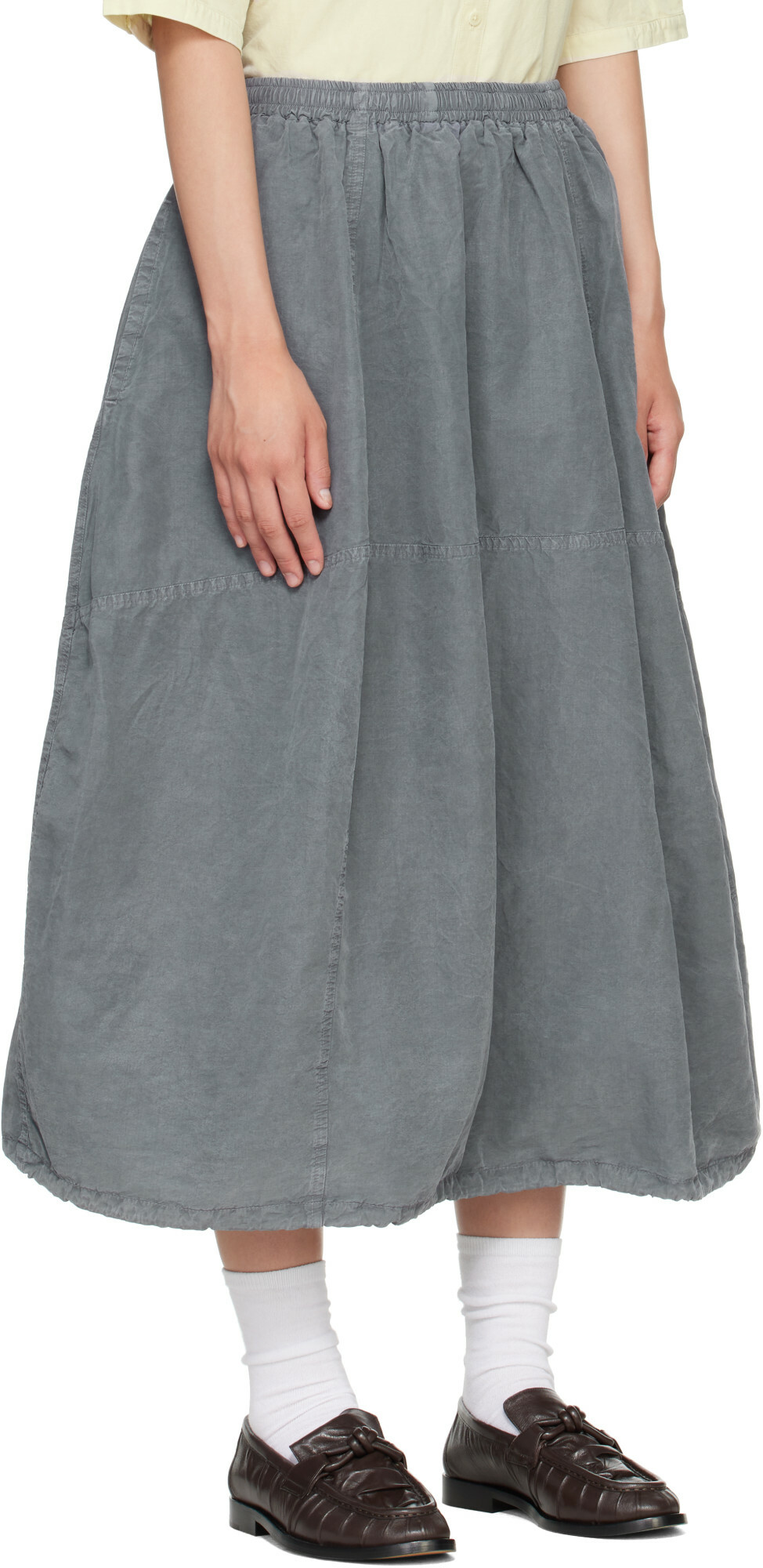 YMC Gray Parachute Midi Skirt