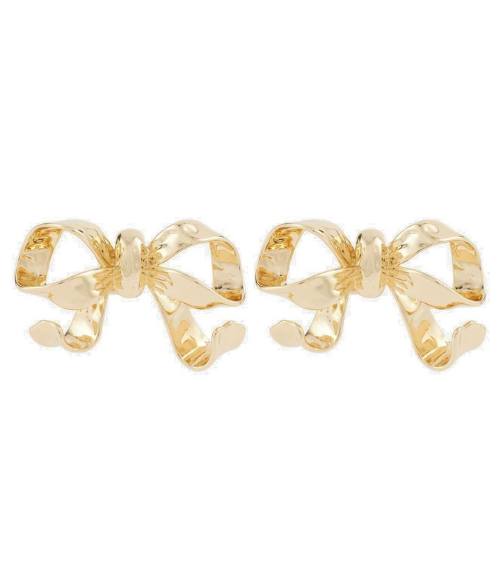 Photo: Self-Portrait Bow 18kt gold-plated earrings