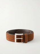 Anderson's - 3cm Quilted Suede Leather Belt - Brown