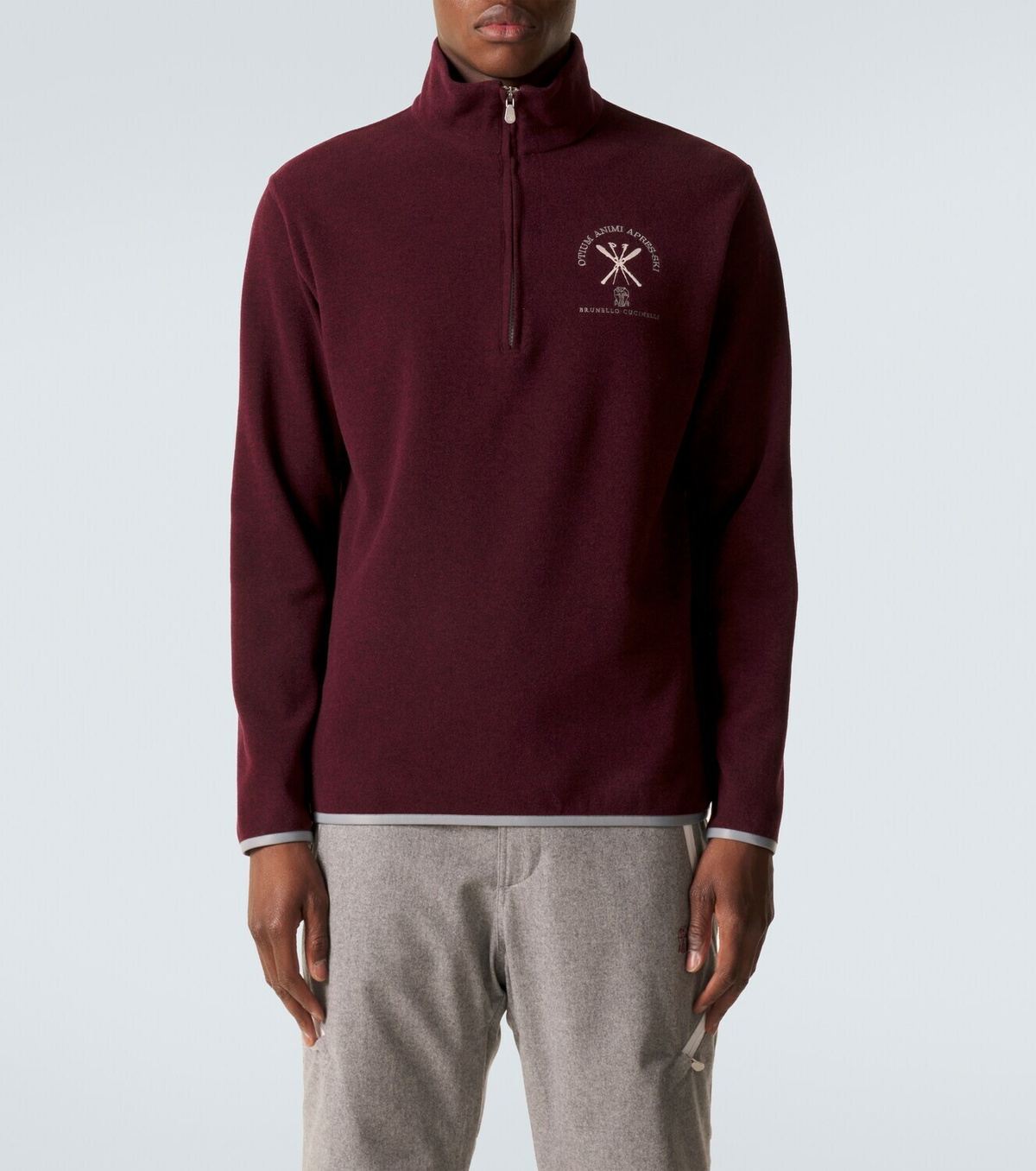 Brunello Cucinelli Cashmere and cotton-blend half-zip sweatshirt